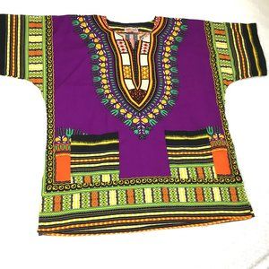 Dashiki Boho Hippie Marley Rasta Regaee Festival Shirt Top  EUC XL